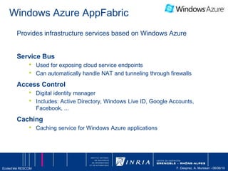 Gmail, Googledocs, Facebook, Orange, IBM LotusLive, …Infrastructure as a ServiceAvoir accès à la demande à un grand nombre de ressources virtualiséesDynamicité, élasticitéPaiement à la consommationConcept de virtualisationLe système d’exploitation n’est plus central et est un logiciel comme un autre !Le concept de machines virtuelles consiste à recevoir des instances de systèmes. Les ressources physiques sont partagées par plusieurs machines virtuellesExemplesAmazon EC2, RightScale, GoGrid, Orange Open Cloud, …