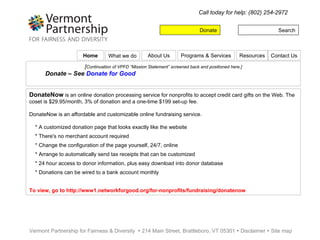 Donate Search Name Address: City: State: Zip: Email: Phone: Call today for help: (802) 254-2972 Vermont Partnership for Fairness & Diversity    214 Main Street, Brattleboro, VT 05301    Disclaimer    Site map [ Continuation of VPFD “Mission Statement” screened back and positioned here.] Contact Us Here’s how to get in touch with us. By phone:  (802)-254-2972 By fax:  (802) 254-0075 By mail:  214 Main Street, Brattleboro, VT 05301-2843 Directions:  - Get directions from Google-Maps. (LINK) What type of assistance are you seeking?  (check all that apply) Education programs:  Employment: Discrimination: Hiring discrimination: Housing: Public access: Compliance training: Parent advocate: Cultural competency: Discrimination assistance: Other:  Home Programs & Services Resources Contact Us About Us What we do 