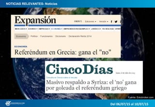 NOTICIAS RELEVANTES- Noticias
Fuente: Estubroker.com
Del 06/07/15 al 10/07/15
 