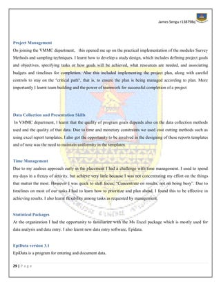 Vmmc Work Plan Example INDUSTRIAL ATTACHMENT REPORT | PDF