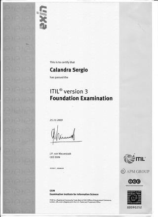 ITIL v3 certificate