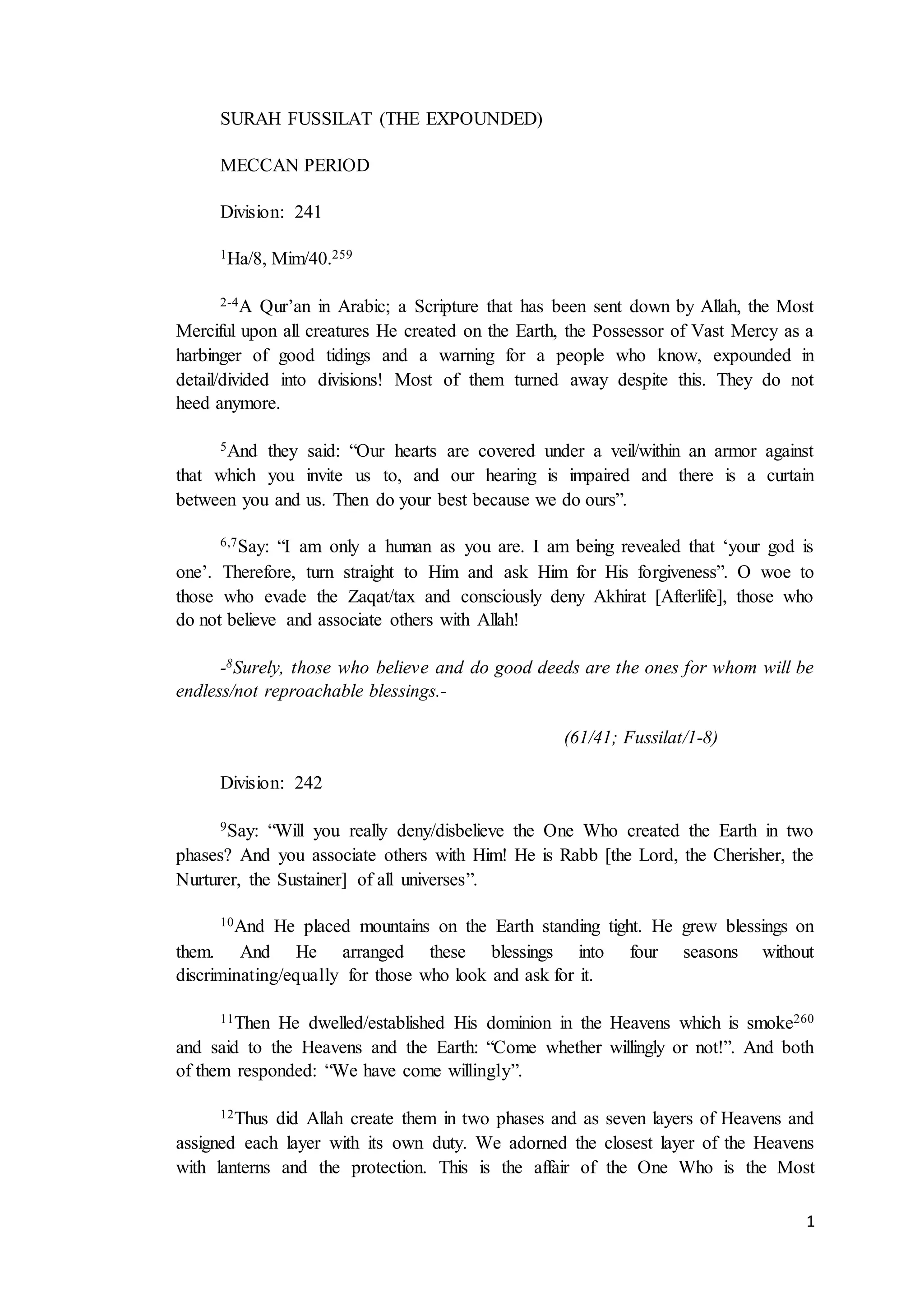 061 surah fussilat (the expounded) | DOCX