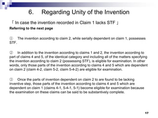 6.       Regarding Unity of the Invention
「 In case the invention recorded in Claim 1 lacks STF 」
Referring to the next pa...