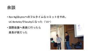 • Ren NgはLytroへのフルタイムなコミットをやめ、
UC Berkeleyでfacultyになった（’15~）
• 国際会議へ発表に行ったら
座長が彼だった
余談
 