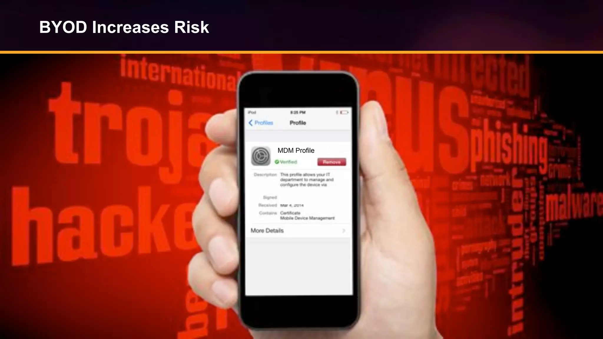 © Copyright 2014. Aruba Networks, Inc. All rights reserved #airheadsconf
BYOD Increases Risk
MDM Profile
 