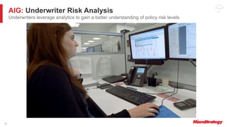 22
Underwriters leverage analytics to gain a better understanding of policy risk levels
AIG: Underwriter Risk Analysis
 