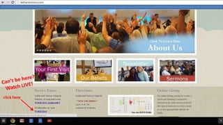 *Enjoythe live stream of our service online!
www.faithandvictory.com/live
Great for whenyou are out of town or sick at home!
 