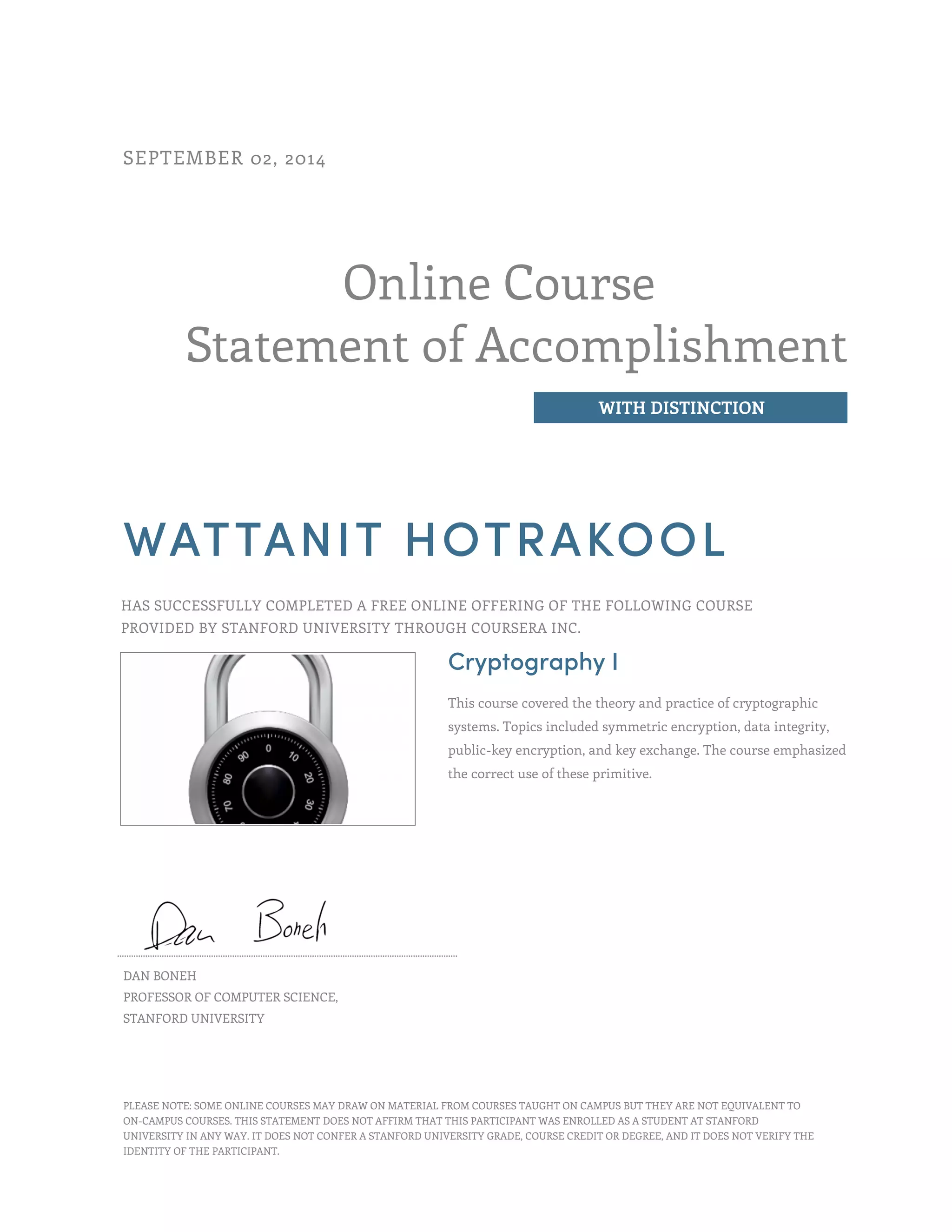 Coursera crypto 2016 | PDF