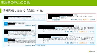 生活者の声との会話
情報発信ではなく「会話」する。
 