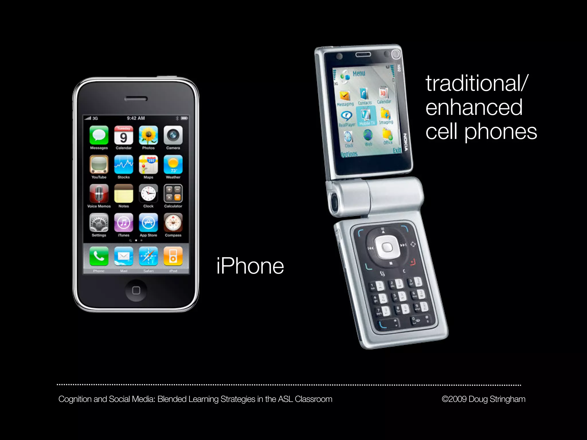 traditional/
                                                                               enhanced
                                                                               cell phones




                                           iPhone




Cognition and Social Media: Blended Learning Strategies in the ASL Classroom    ©2009 Doug Stringham
 