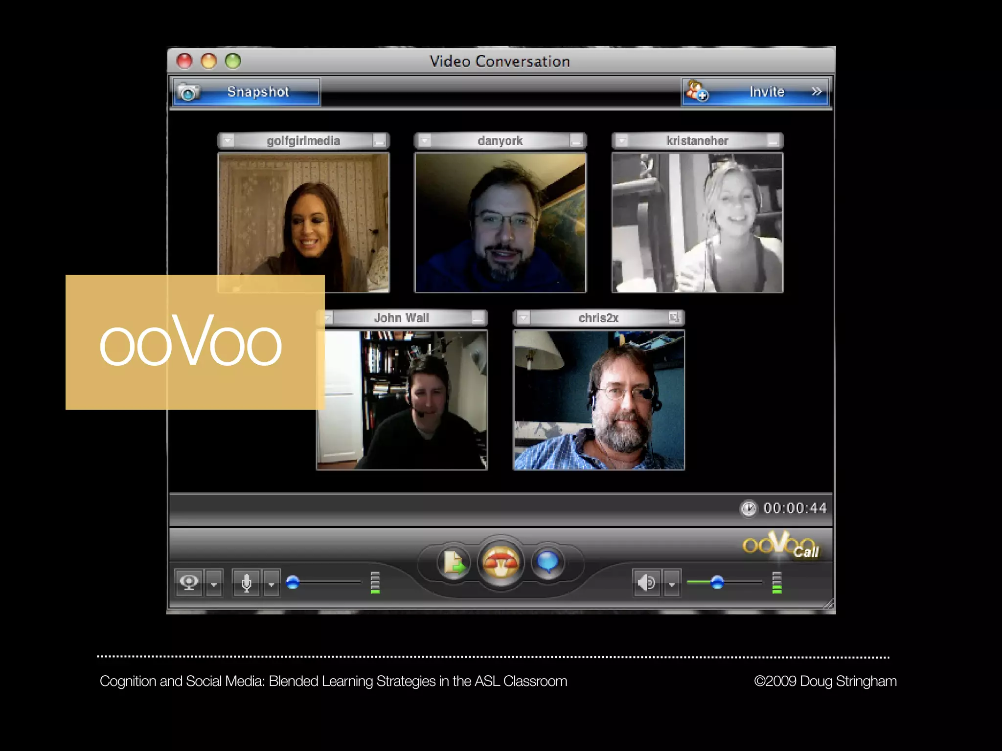ooVoo



Cognition and Social Media: Blended Learning Strategies in the ASL Classroom   ©2009 Doug Stringham
 