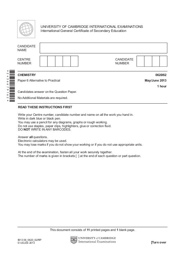 0620 w11 ms 61 0620/61 paper 6 (alternative to practical), maximum raw mark 60 this mark scheme is published as an aid to teachers and candidates, to indicate the requirements of the examination. 0620 w11 ms 61 0620/61 paper 6 (alternative to practical), maximum raw mark 60 this mark scheme is published as an aid to teachers and candidates, to indicate the requirements of the examination.