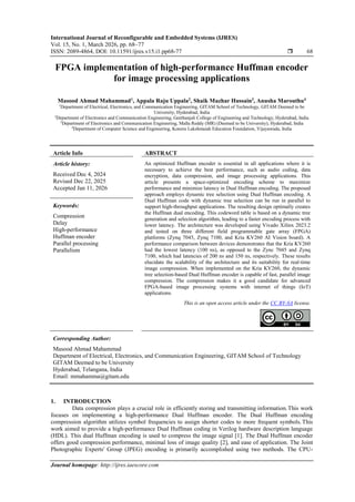 FPGA implementation of high-performance Huffman encoder for image ...