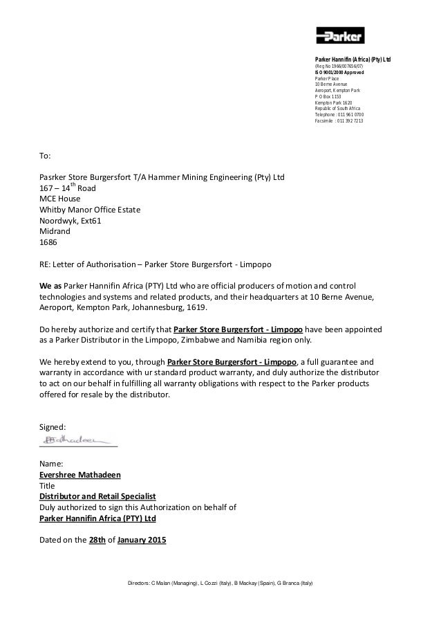 Letter Of Authorisation - Burgersfort - Limpopo