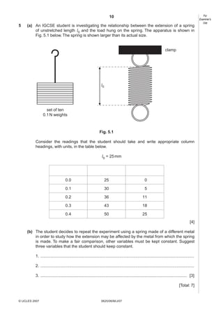 Spring Balance Igcse 0625 s07 qp_6 | PDF