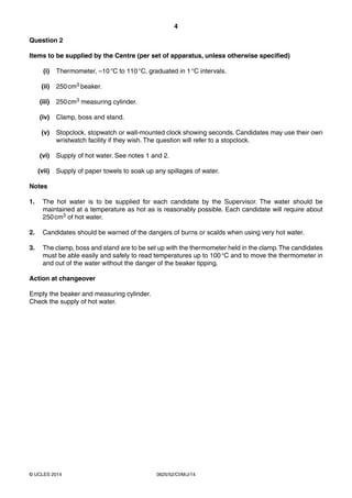 Physics 0625 - Paper 5 version 2 - Instruction - May Jun 2014 | PDF