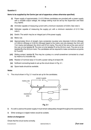 Physics 0625 - Paper 5 version 2 - Instruction - May Jun 2014 | PDF