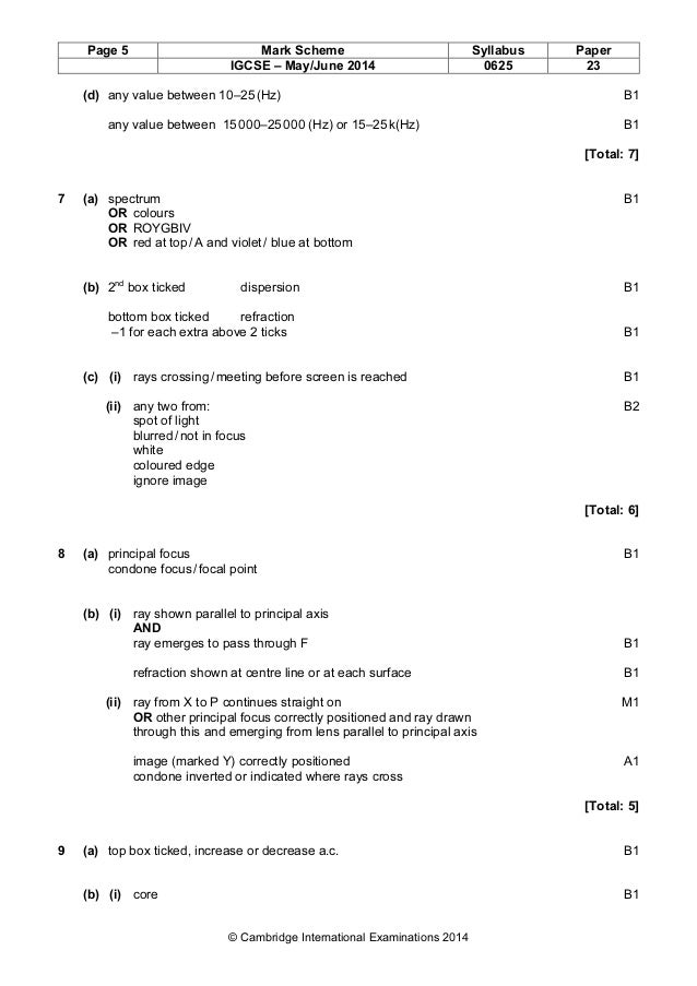 Physics 0625 Paper 2 Version 3 Mark Scheme May Jun 2014 Physics 0625 Paper 2 Version 3 Mark Scheme May Jun 2014