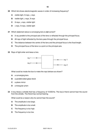 Physics 0625 - Paper 1 version 1 - Question Paper - 2014 | PDF