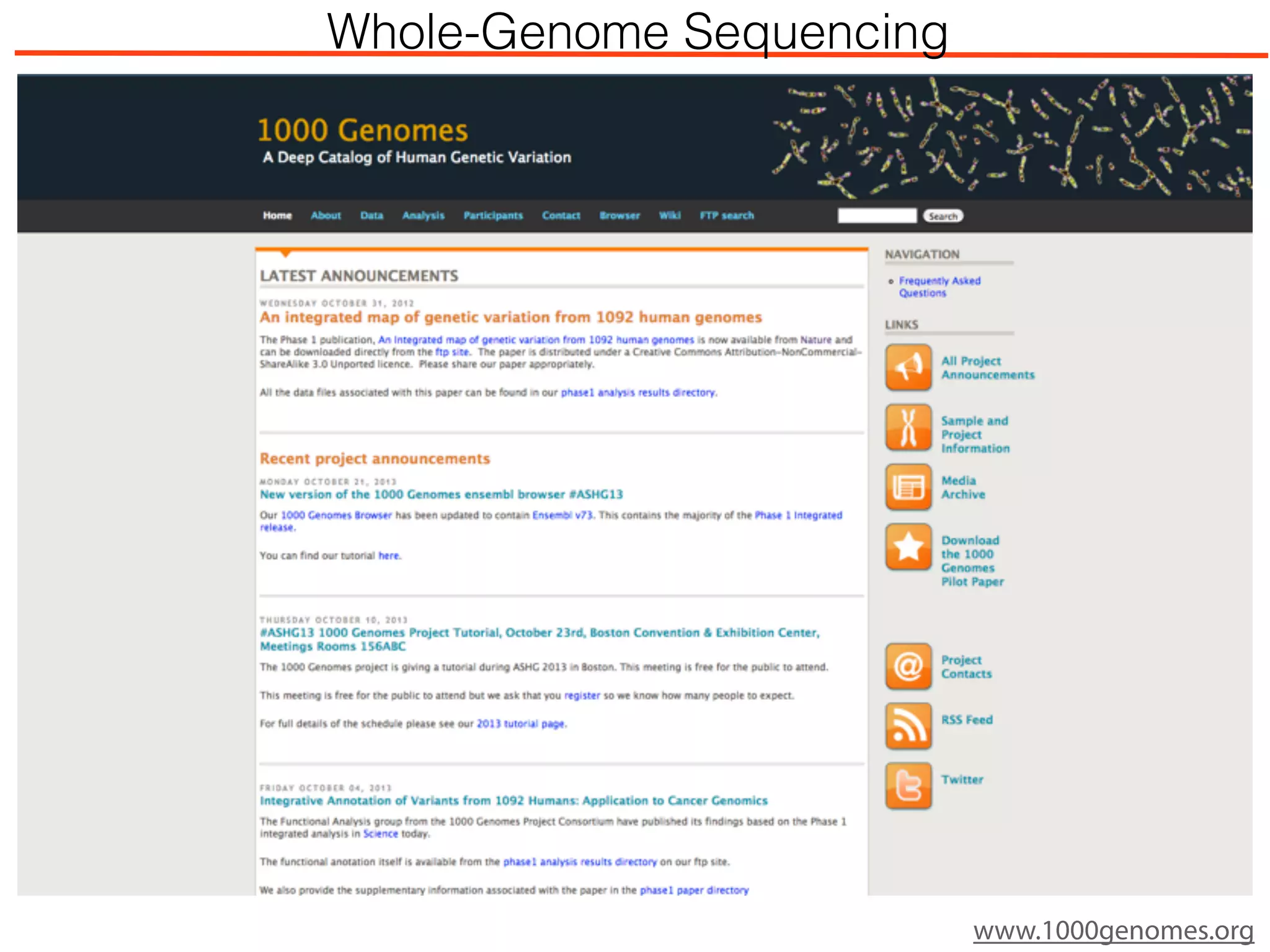 www.1000genomes.org
Whole-Genome Sequencing
 