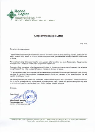 Letter of recomendation
