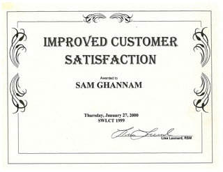 Most improved Customer Satisfaction in the SWLCT-GECSI