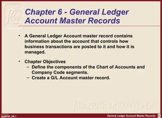 Chapter 6 - General Ledger Account Master Records ,[object Object],[object Object],[object Object],[object Object]