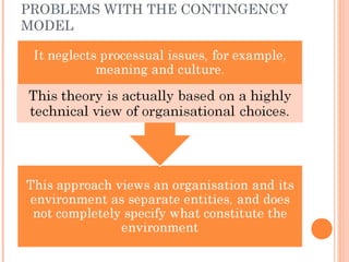 PROBLEMS WITH THE CONTINGENCY
MODEL
 