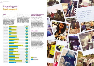 CSR Report 2014-15 CSR Report 2014-1512
RECYCLED WASTE
Clean City Awards Scheme:
Will it be gold again?
In the last few years, we have been
consistently judged as ‘gold’ achievers in
the Clean City Awards Scheme (CCAS).
Our gold status reflects our efforts in the
last few years to build waste and energy
management into our office processes
and to manage our waste responsibly.
Initiatives that make a difference include
our centralised waste bins, follow-me
printing and recycling old furniture and
fittings.The Clean City Awards have been
going since 1994 and participants include
both small and large organisations in the
Square Mile.
What is ESOS?
This is where energy assessment comes in.
The Energy Savings Opportunity Scheme
was introduced in legislation last year (the
ESOS Regulations 2014, which implement
Article 8 (46) of the EU Energy Efficiency
Directive, if you absolutely must know)
and is administered by The Environment
Agency. Under ESOS, all businesses
that employ more than 250 people
must undertake a mandatory energy
assessment every four years, carried
out by an independent consultant.This
records the energy used by their buildings,
motor transport and (if they have any)
industrial processes.The consultant’s
recommendations are not binding. Our
first assessment has taken place and we
reported in early December 2015. Please
ask if you would like more details.
Waste
Waste management: results
Our firmwide recycling rates dropped
during the course of the year.According
to a breakdown of our recycling,
confidential waste (after shredding) and
paper make up by far the largest part
of our recycled material (last figures
showed 79%), so it may be that new
paper-free processes are confusingly
reducing our recycling percentage.
1120
3460
76%OCT 2014
3420
3705
52%JAN 2015
4115
2770
6340
4760
61%
63%
APR 2015
JUL 2015
1155
3360
74%NOV 2014
2455
4395
64%FEB 2015
2065
2710
3900
4545
65%
63%
MAY 2015
AUG 2015
1030
3465
74%DEC 2014
2370
4195
64%MAR 2015
RECYCLED KG
WASTE TO ENERGY
1985
3070
4025
5850
67%
63%
JUN 2015
SEP 2015
That said, we see piles of recyclable
materials in our general waste bins every
day, so there is certainly potential to
achieve much more.The team is going to
continue its efforts in communicating how
much we can recycle and we ask for your
support. I should also add that we pay
less per bag for recycled waste, so being
diligent about recycling will also reduce
our overheads. See page 11 for advice.
Improving our
Environment
 