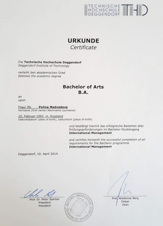 FH Deggendorf Certificate