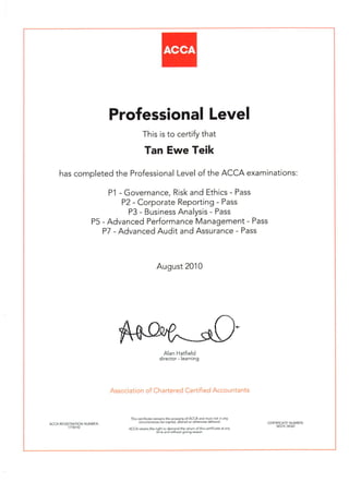 ACCA Professional Certificates