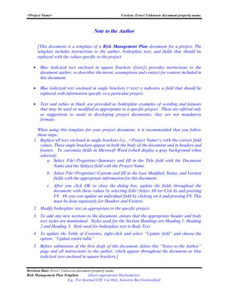 CDC Risk Mgmt Template | DOCX