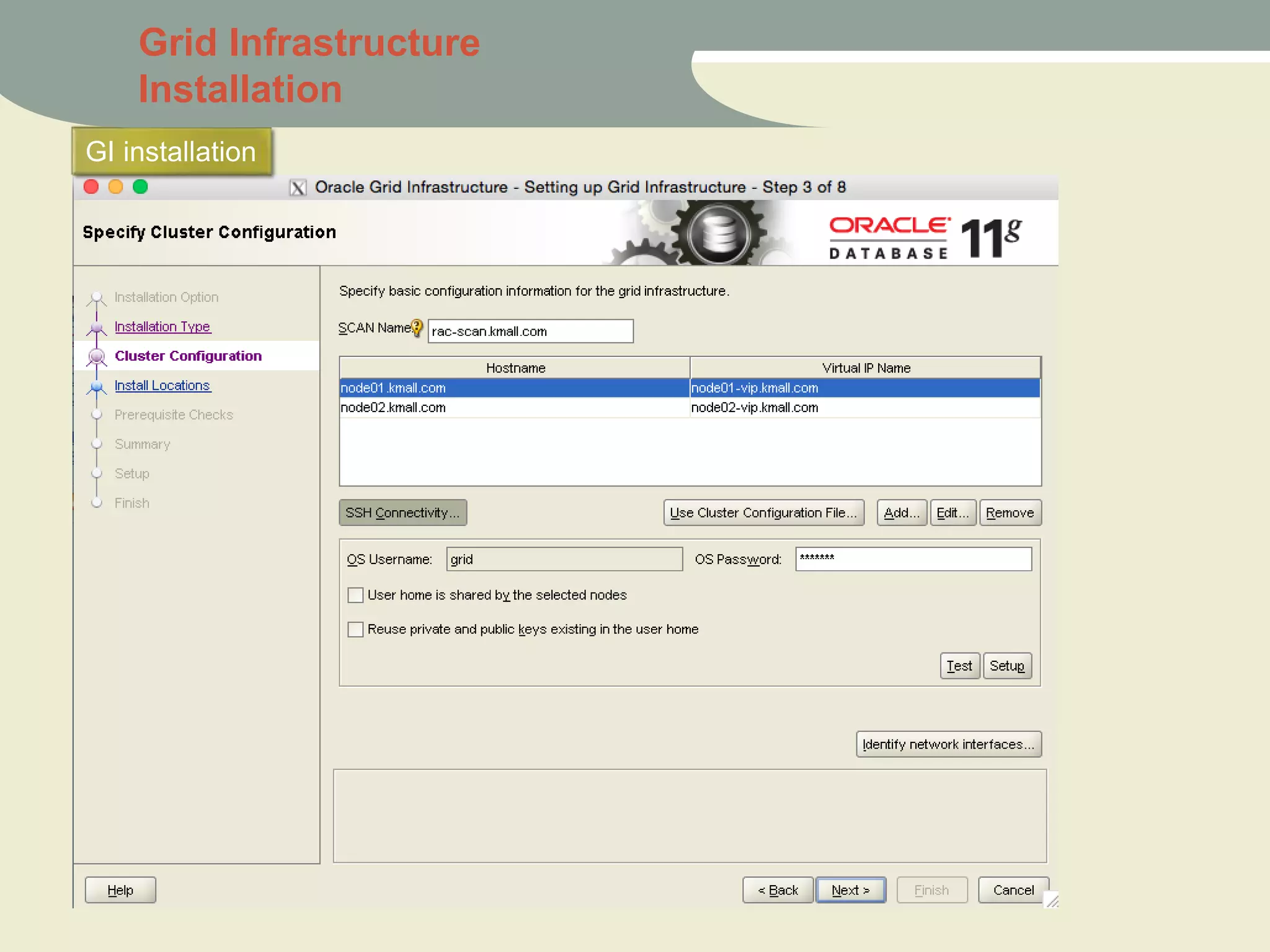 GI installation
Grid Infrastructure
Installation
 