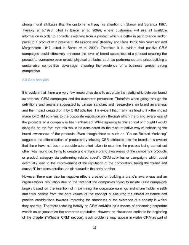 A dissertation on customer relationship management and importance of …