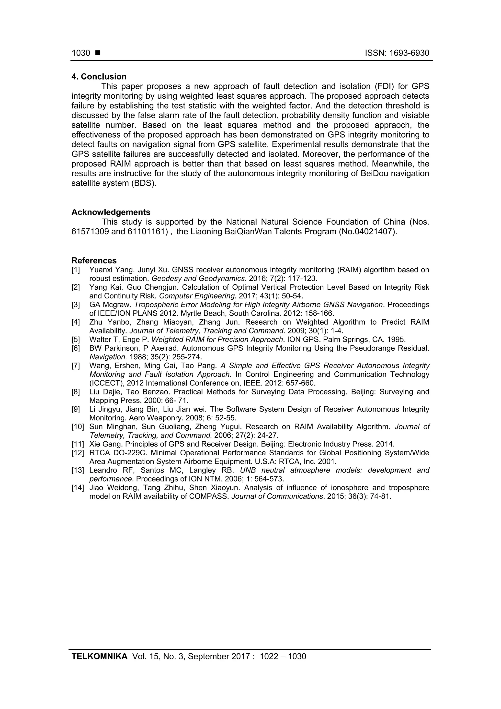 Weighted Least Squared Approach to Fault Detection and Isolation for ...