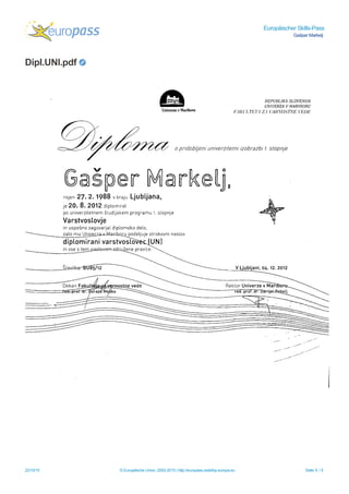 Europäischer Skills-Pass
Gašper Markelj
Dipl.UNI.pdf
22/10/15 © Europäische Union, 2002-2015 | http://europass.cedefop.europa.eu Seite 6 / 9
 