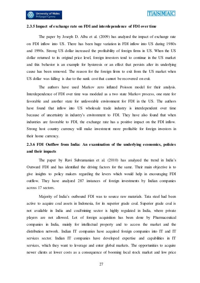 a study on impact of fdi Impact of foreign direct investment on indian fdi the study also pointed out that the presence of epz worked as a relevant pull factor for export oriented fdi. a study on impact of fdi Impact of foreign direct investment on indian fdi the study also pointed out that the presence of epz worked as a relevant pull factor for export oriented fdi.