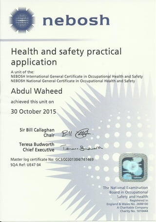 Nebosh Certificate