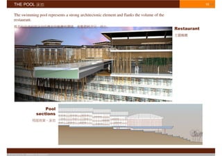 THE POOL                                                                                                10/16


    The swimming pool represents a strong architectonic element and flanks the volume of the
    restaurant.

                                                                                               Restaurant




                             Pool
                         sections




© S T U D I O   APOSTOLI & ASSOCIATI
 
