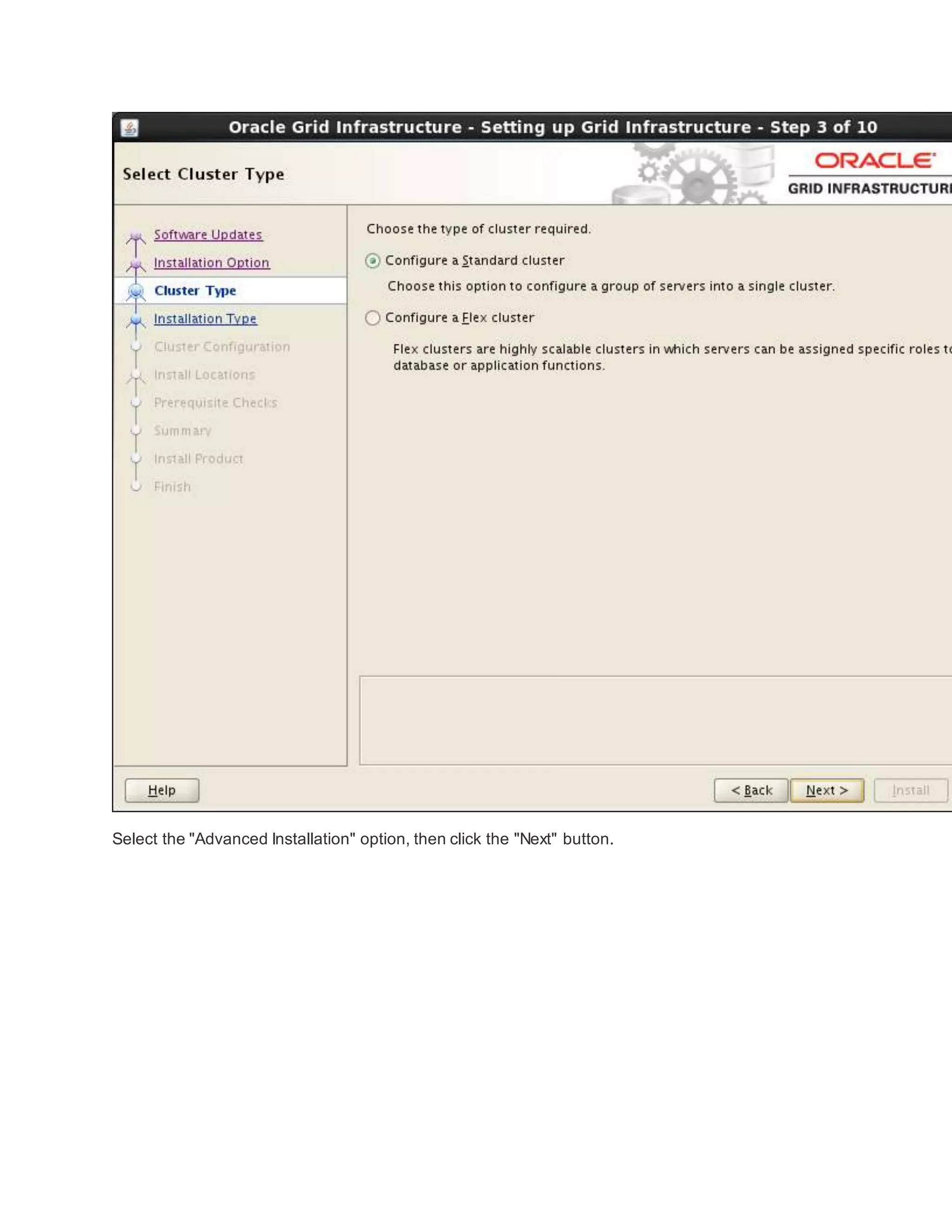 Select the "Advanced Installation" option, then click the "Next" button.
 
