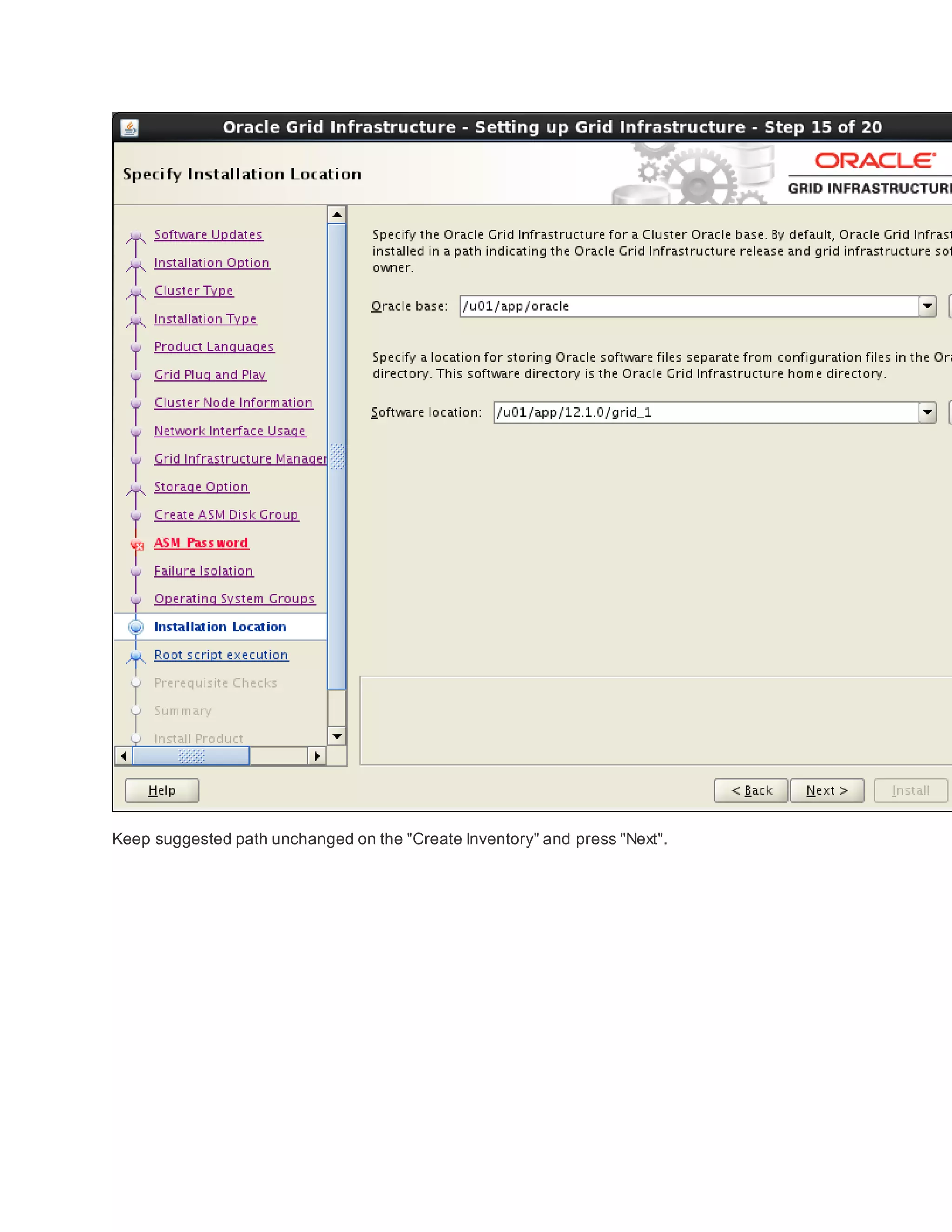 Keep suggested path unchanged on the "Create Inventory" and press "Next".
 