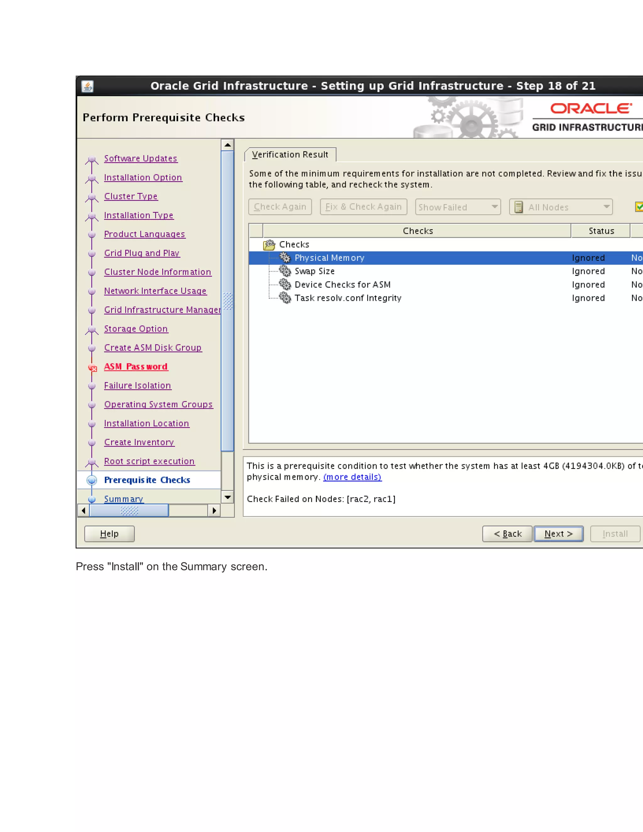Press "Install" on the Summary screen.
 
