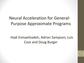 Program Hadi Approximation techniques used for general purpose algorithms | PDF