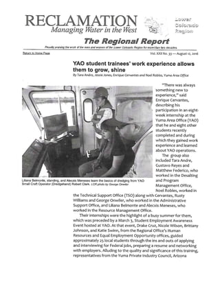 Reclamation Regional Report Yuma 2016