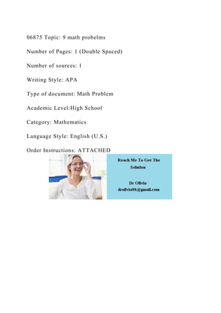 06875 Topic 9 math probelmsNumber of Pages 1 (Double Spaced).docx