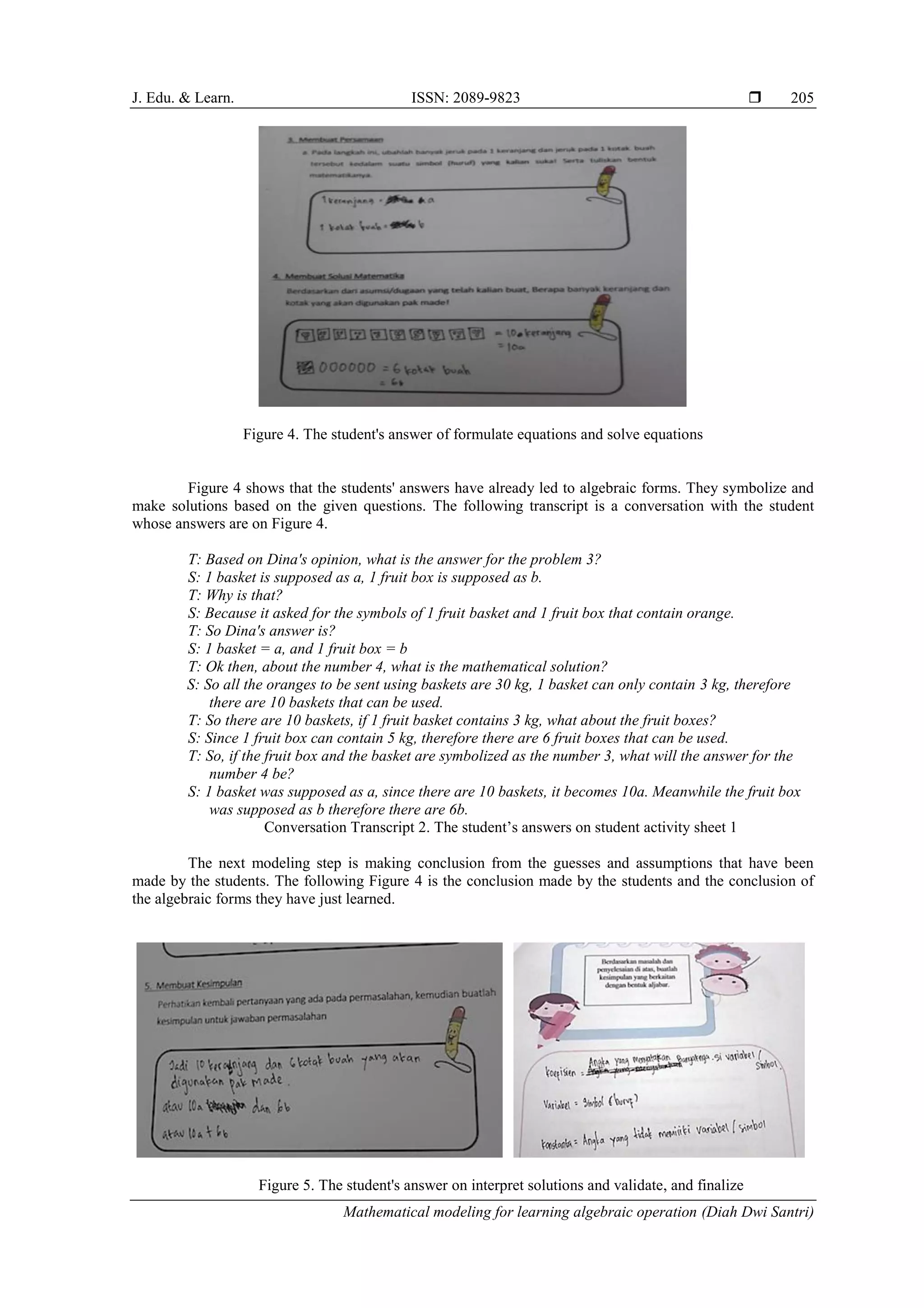 Mathematical modeling for learning algebraic operation | PDF