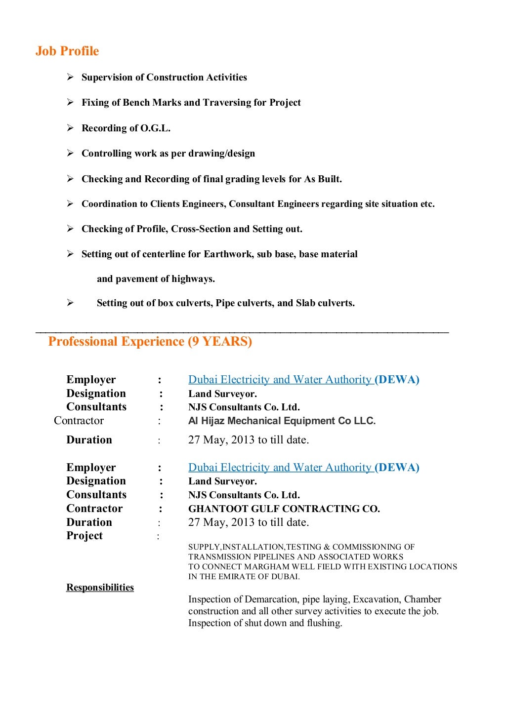 Surveyor cv sample free download image