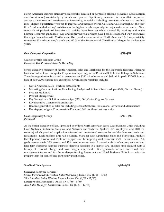 vp sales resume