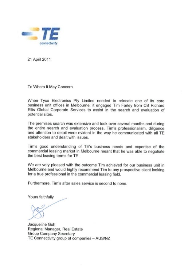 tim farley client reference letter te client reference letter