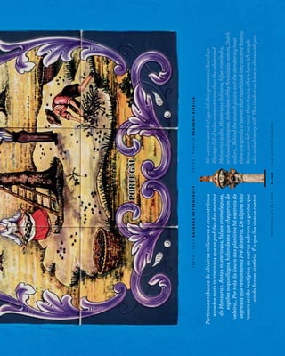 REVISTADACASADOAZEITEAZ-ZAITCASADOAZEITEMAGAZINE
TEXTO~TEXTBÁRBARABETTENCOURTFOTOS~PHOTOSEDUARDORIBEIRO
Partimosembuscadeoliveirasmilenareseencontrámos
enredosmaisintrincadosqueospadrõesdasmantas
deMonsaraz.Antasmisteriosas,falsoscromeleques,
espiõesarqueólogos,holandesesquechegaramde
veleiro...Portrásdalisuradasplaníciesháespiraisde
segredosqueremontamàPré-História.Dealgunsnão
restamsenãovestígios,deoutrossobramasgentesque
aindafazemhistória.Éoquelhevamoscontar.
Wewentinsearchofageoldolivegrovesandfoundan
Alentejofulloftalesmoreintricatethanthecelebrated
Monsarazquilts.Mysteriousdolmans,falsecromlechs,
archaeologistspies,defendersoftheAndalusianation,Dutch
sailors…Behindthesmoothplainsandtheslumberingheat
therearespiralsofsecretsthatreachbackintoancienthistory.
Somehaveleftnomorethantraces,othershaveleftpeople
whomakehistorystill.Thisiswhatwehavetosharewithyou.
 